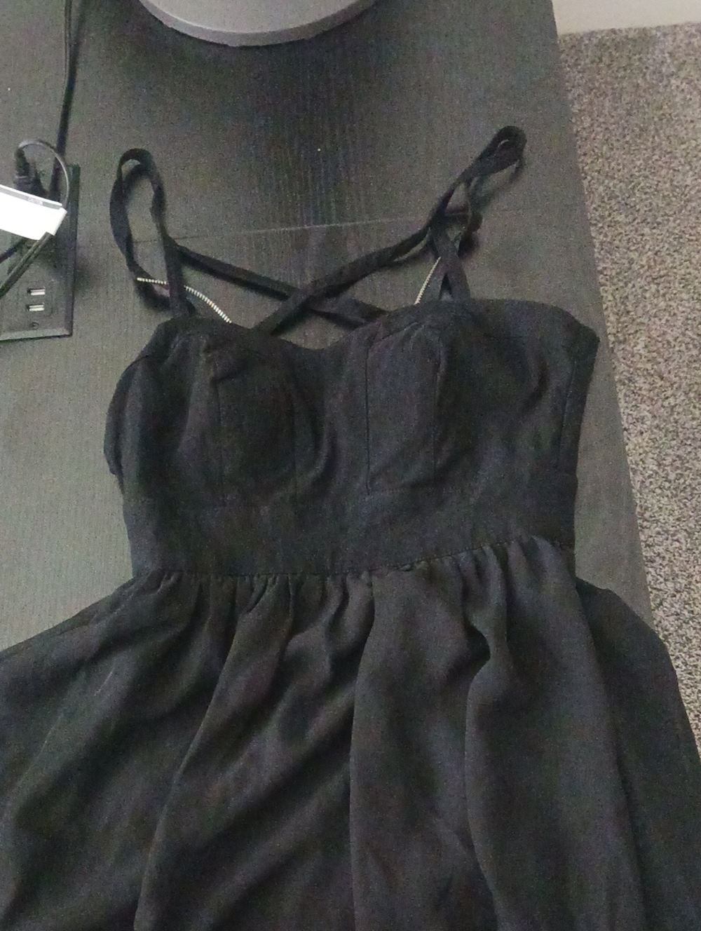 Black Strappy Bustier High Low Women's Dress (S)